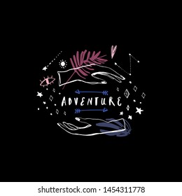 Space lettering vector. Travel concept