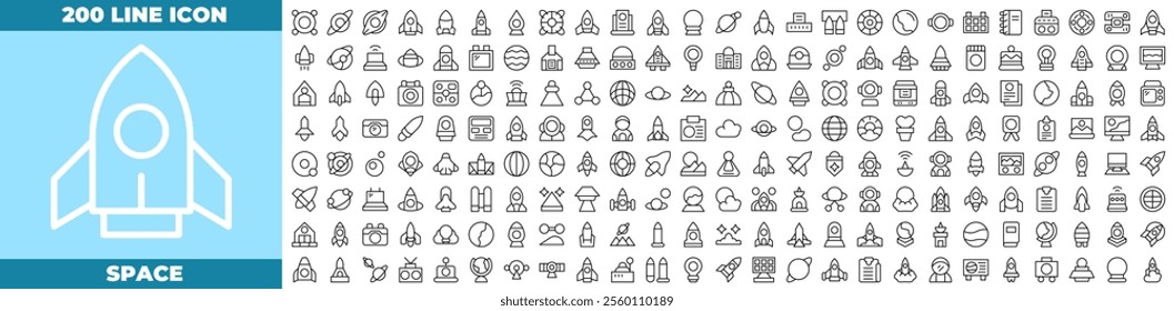 Space Line Editable Icons set. Vector illustration in modern thin line style of space icons: space, satellite, astronaut, etc