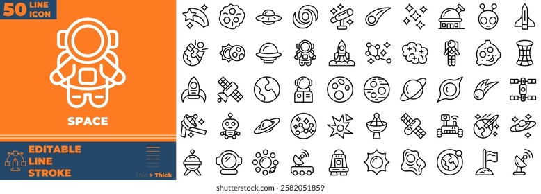 Space Line Editable Icons set. Vector illustration in modern thin line style of space icons: astronaut, astronomy, planet, etc