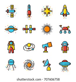 Space line flat icons