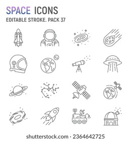 Space line icon set, astronomy collection, vector graphics, logo illustrations, space vector icons, planets signs, outline pictograms, editable stroke