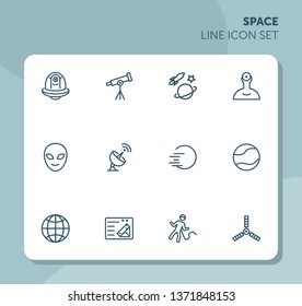 Space line icon set. Rocket, alien, Earth. Progress concept. Can be used for topics like astronomy, space navigation, science, planets