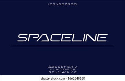 space line, a thin line futuristic alphabet font and number, display typeface vector typeset