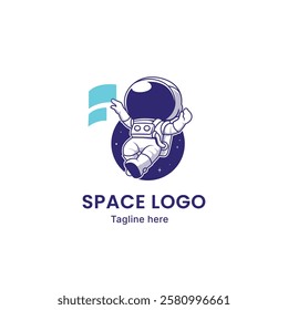 Space logo, cosmonaut logo premium vector 