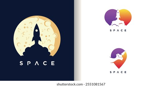 Space logo design element vector with creative modern cool concept Premium Vector