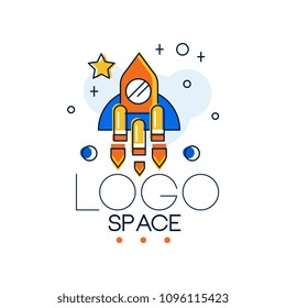 Space logo, space mission and exploration label vector Illustration on a white background