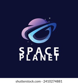 Space logo modern design planet template illustration simple circle inspiration model
