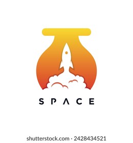 Space logo template with rocket creative concept simple style Premium Vector Part 3
