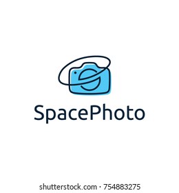 Space Logo logo template vector. Photography Logo. Orbit Camera logo.
