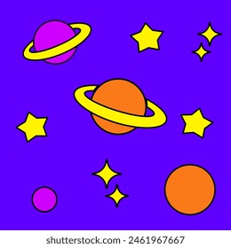 Space of love coleccting star shape, planets and sky night