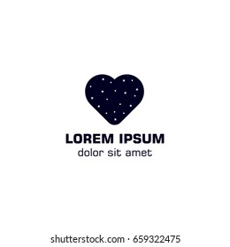 Space love heart concept vector logo 