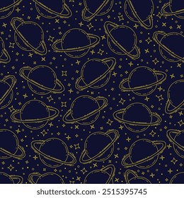 Space Luxury Seamless Pattern. Seamless Pattern With Gold Stars.