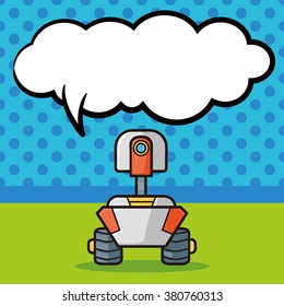 space machine doodle, speech bubble