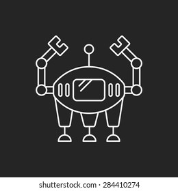 Space machine robot line icon