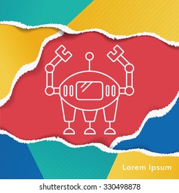 Space machine robot line icon