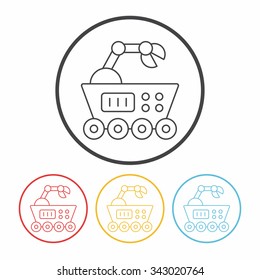 Space machine robot line icon