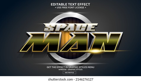 Space man 3D editable text effect template