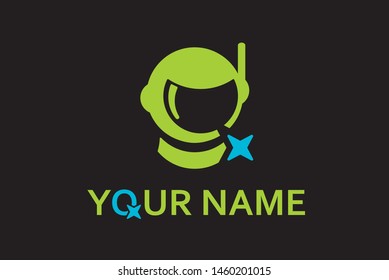 Space man helmet vector icon logotype