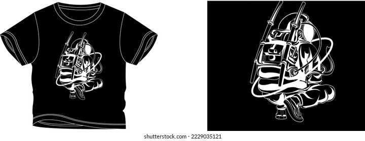 space man t-shirt design background color is a black and t-shirt color is a black beautiful color and beautiful design