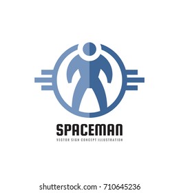 Space man - vector logo template concept illustration. Abstract human character creative sign. Design element. 