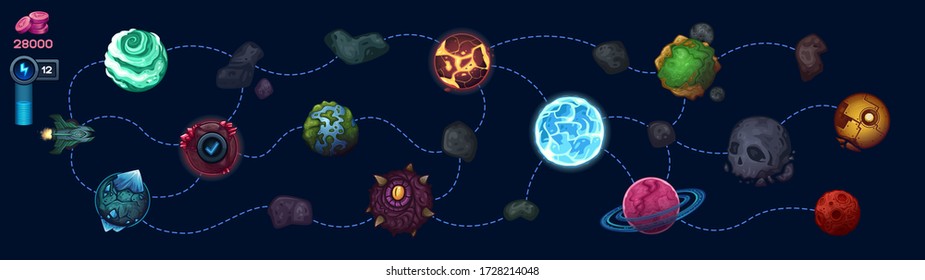 Space map for game. Vector illustration