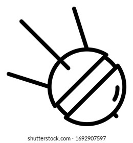 Satellitensymbol der Weltraumkarte. Rahmenplan für Satelliten-Vektorillustration Symbol für Webdesign einzeln auf weißem Hintergrund