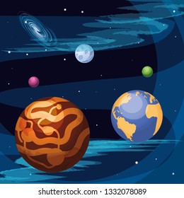 space with mars planet universe scene