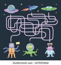 Space maze game for kids find an alien ship