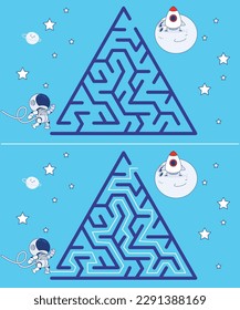 Space maze game template illustration with answer