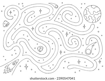 vector de ilustración de esbozo blanco negro de mapa del espacio