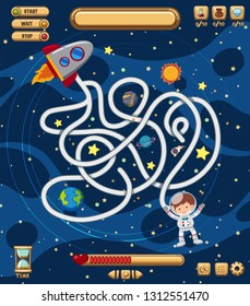 Space maze puzzle game template illustration