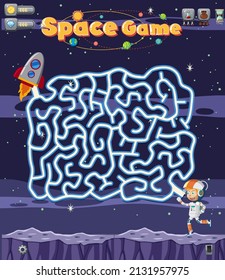 Ilustración de juego de rompecabezas de mase de espacio