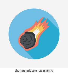 Space Meteorite flat icon with long shadow,eps10