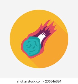 Space Meteorite flat icon with long shadow,eps10