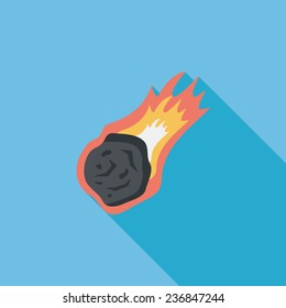 Space Meteorite flat icon with long shadow,eps10
