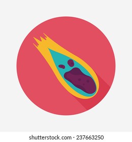 Space Meteorite flat icon with long shadow,eps10