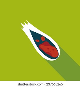 Space Meteorite flat icon with long shadow,eps10