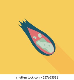 Space Meteorite flat icon with long shadow,eps10