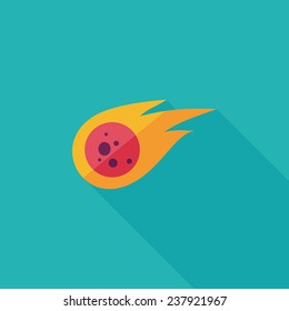 Space Meteorite flat icon with long shadow,eps10