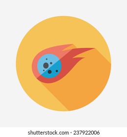 Space Meteorite flat icon with long shadow,eps10