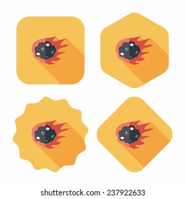 Space Meteorite flat icon with long shadow,eps10