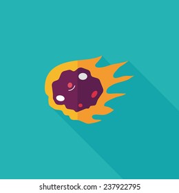 Space Meteorite flat icon with long shadow,eps10