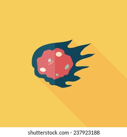 Space Meteorite flat icon with long shadow,eps10