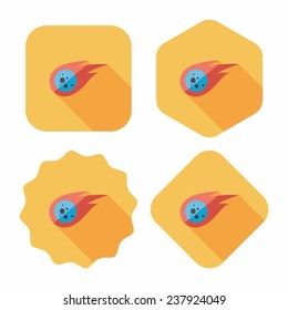 Space Meteorite flat icon with long shadow,eps10