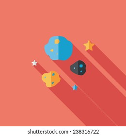 Space Meteorite flat icon with long shadow,eps10