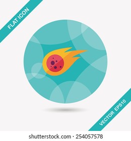 Space Meteorite flat icon with long shadow,eps10