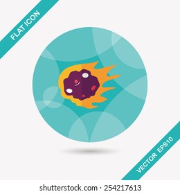 Space Meteorite flat icon with long shadow,eps10