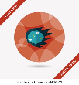 Space Meteorite flat icon with long shadow,eps10