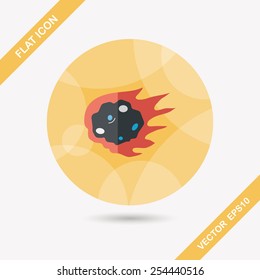 Space Meteorite flat icon with long shadow,eps10