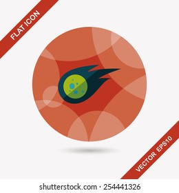 Space Meteorite flat icon with long shadow,eps10